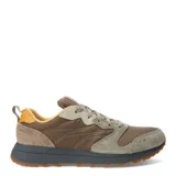 Championes Merrell Alpine 83 Sneaker color marrón con detalles en beige y amarillo. Capellada en cuero gamuzado y textil reciclado con suela de goma resistente.