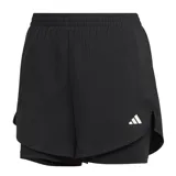 Short deportivo Adidas Aeroready Minimal 2 en 1 para mujer, color negro con logo blanco.