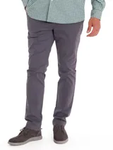 Pantalón de hombre RKF modelo Turin, estilo chino, color gris, corte moderno, tiro medio, con tecnología Natural Flex.