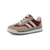 Zapatillas deportivas Le Groupe de dama, color beige con detalles en marrón y dorado.