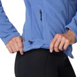 Campera polar Columbia Fast Trek II color celeste, con cierre frontal, cuello alto y bolsillos laterales con cierre.
