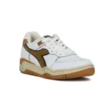 Championes Diadora B.560 Used, color blanco con detalles en marrón y negro. Zapatillas de cuero con suela de goma.