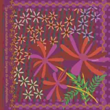 Pañuelo cuadrado de seda premium con estampado de flores en tonos púrpura, naranja y verde. Diseño exclusivo de la marca, edición limitada "Poetas rioplatenses".