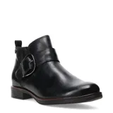 Bota de mujer Bottero de caña baja, color negro, con punta redonda y hebilla decorativa en el lateral.