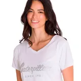 Remera de manga corta color blanca con gráfico del logotipo de Caterpillar en el pecho.