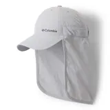 Gorro unisex Columbia color gris claro, con protección solar UPF 50, tecnología repelente al agua Omni-Shield y solapa para el cuello.