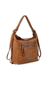 Cartera negra con opción de uso como mochila, con diseño práctico, bolsillo al frente y atrás para fácil acceso. División interna en el medio para organizar tus pertenencias, ideal para uso diario, compacta y funcional.