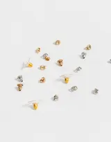 Set de 20 topes metálicos para aros en colores dorado, plateado y cobre.