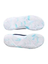 Championes de básquet Under Armour UA Jet 23, color celeste y azul, con logo en el lateral y suela blanca con detalles en celeste.