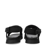 Sandalias deportivas negras con tiras ajustables de velcro y suela gruesa.