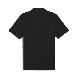 Chomba negra de piqué de algodón, corte clásico, con cuello polo y tapeta de dos botones. Logo de Puma bordado en amarillo en el pecho y escudo del Club Atlético Peñarol en la manga.