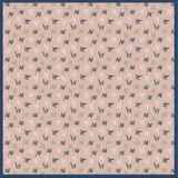 Pañuelo cuadrado de modal y seda color rosa con estampado de letras AF y VF en tonos beige y gris.