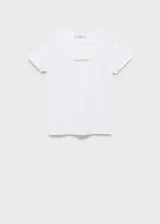 Remera color naranja con cuello redondo y mangas cortas con dobladillo. Estampado frontal con el logo de la marca.