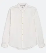 Camisa blanca de manga larga con botones, confeccionada en una mezcla de lino y algodón, de corte cómodo (comfort).
