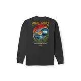 Remera negra de manga larga con logo Pipe Pro 2025 en el pecho y estampado "North Shore, Oahu" en la manga derecha.
