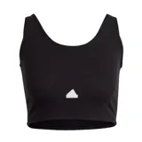Top deportivo Adidas negro, de corte cropped y tejido acanalado.