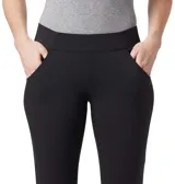 Pantalón de mujer Columbia Anytime Casual Pull-On, color azul marino, de tiro medio, pierna recta y confeccionado en tejido elástico con tecnología Omni-Shield™ que repele la humedad y las manchas, y Omni-Shade™ UPF 50 que protege del sol.