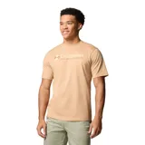 Remera de hombre Columbia de manga corta, color negro, con logo de la marca estampado en el pecho y en la manga.