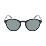 Lentes de sol INVU con montura redonda negra y lentes polarizadas grises.