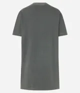 Camisón estilo t-shirt color gris con efecto desteñido, cuello redondo, mangas cortas y estampa frontal de un perro haciendo yoga.