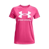 Remera deportiva Under Armour color fucsia con logo blanco estampado en el frente.