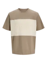 Camiseta de manga corta color beige con bloque central color crema y logo "Originals" estampado en relieve.