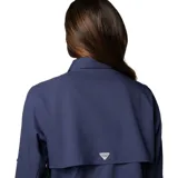 Camisa de manga larga Columbia Tamiami II LS Shirt color celeste, con tecnología Omni-Wick y Omni-Shade con protección solar UPF 40, aperturas de ventilación y tratamiento antimicrobiano.