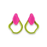 Aretes de diseño creativo en forma de gota, combinando colores fucsia y verde.