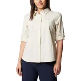 Camisa negra de manga larga para mujer, marca Columbia, modelo Silver Ridge 3.0. Confeccionada con tejido de secado rápido y protección solar UPF 50.