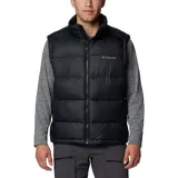 Chaleco acolchado Columbia Pike Lake II para hombre, color negro, con cierre frontal, cuello alto y logo de la marca bordado en el pecho. Cuenta con tecnología termorreflectante Omni-Heat™ y bolsillos laterales con cierre.