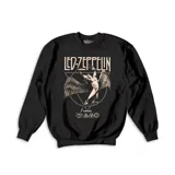 Buzo negro de algodón con estampa del logo de la banda de rock Led Zeppelin en color beige.