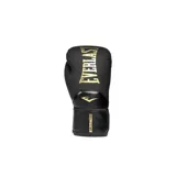 Guantes de boxeo Everlast Elite 2 de 16 oz, color negro con logo dorado. Diseño ergonómico con acolchado de alta densidad y sistema de ventilación.