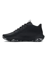 Zapatillas de baloncesto Under Armour Lockdown 7, unisex, color negro con detalles en verde neón. Presentan el logo de Under Armour en el lateral y la inscripción LD7 en la lengüeta.