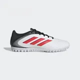 Championes Adidas Copa Pure 3 Club TF para hombre, color blanco con detalles en negro y rojo.