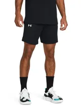 Short deportivo Under Armour UA Zone 7 negro con logo blanco estampado en la pierna izquierda.