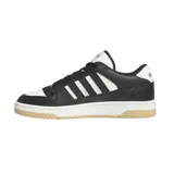 Championes Adidas Brek Star de cuero sintético negro con detalles en blanco y las tres rayas laterales en gamuza blanca.