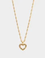 Cadena dorada con dije de corazón calado con strass.