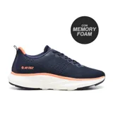 Championes Hi-Tec London H02, color azul marino con detalles en naranja y suela blanca.