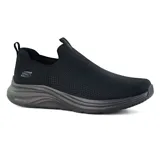 Championes Skechers Vapor Foam Covert negros, sin cordones, con capellada de malla técnica Stretch Fit, media suela Vapor Lite y plantilla Air-Cooled Memory Foam.