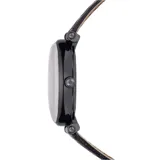 Reloj Swarovski para mujer, modelo Crystalline Wonder, con caja negra de 35mm y esfera adornada con cristales negros. Correa de cuero negro con diseño de lagarto. Fabricado en Suiza.