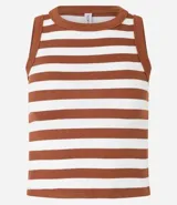 Musculosa corta de viscosa texturizada con estampado a rayas horizontales en blanco y negro.