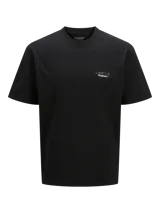 Camiseta negra de manga corta y cuello redondo con estampado en la espalda de un paisaje con el texto "Crafted by Originals" y "Studio Edition".
