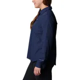 Camisa negra de manga larga para mujer, marca Columbia, modelo Silver Ridge 3.0. Confeccionada con tejido de secado rápido y protección solar UPF 50.