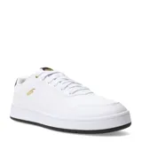Championes Puma Court Classic blancos, con detalles en dorado y suela negra.