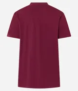 Remera color borgoña de algodón con cuello redondo y mangas cortas. Estampa frontal con la palabra 'Harlem' y el número '89' con detalle de encaje floral.