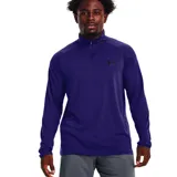 Buzo Under Armour de hombre, color violeta, con cuello alto y cierre parcial. Tiene el logo de la marca en el pecho.