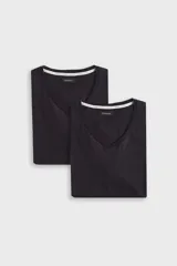 Pack de dos remeras negras de algodón con cuello en V.