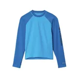 Remera de manga larga azul con tecnología Omni-Wick y protección solar UPF 50.