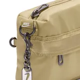 Riñonera Nike Sportswear Futura Luxe Crossbody color beige, con correa ajustable y logo de la marca en el cierre.