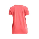 Remera gris de mujer marca Under Armour, de corte clásico y manga corta. Presenta el logo de la marca estampado en el pecho con diseño camuflado en tonos azules y negros.